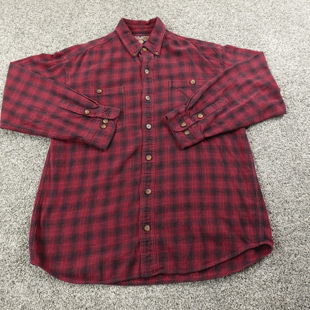 Duluth Trading Co Shirt Mens Large Red Black Plaid Flannel Button Up Workwear‎